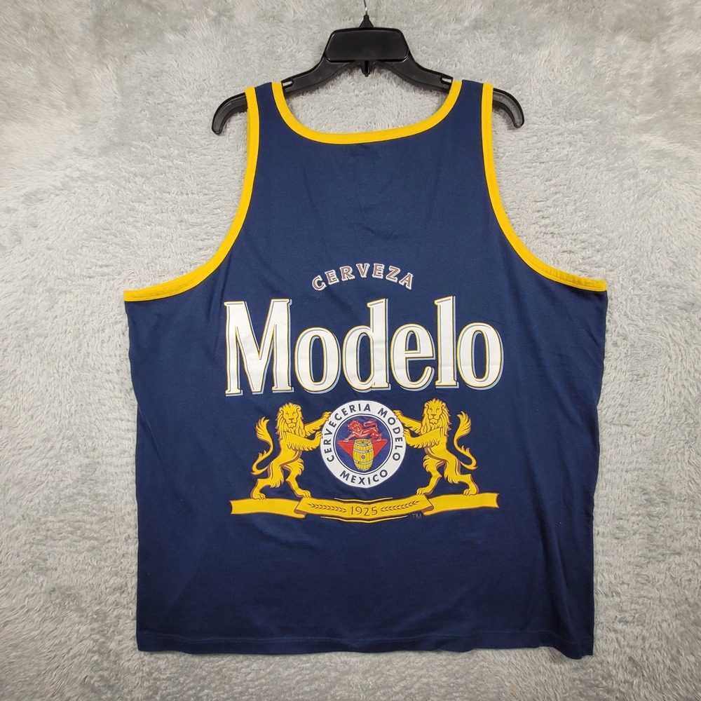 Modelo Tank Top Mens 3XL Blue Cerveza Graphic Sleeveless Beer Shirt 2 sided
